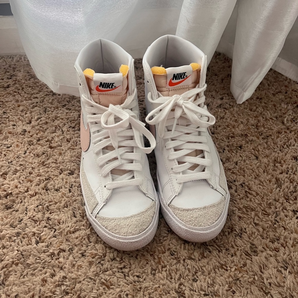 Nike Women’s High-Top Sneakers in White, Pink and Yellow